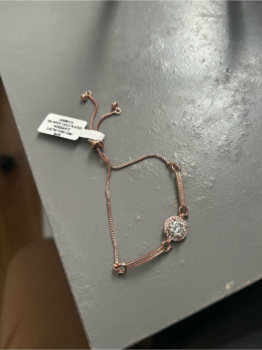 Rose Gold Moissanite Halo Pendant Necklace with Chain